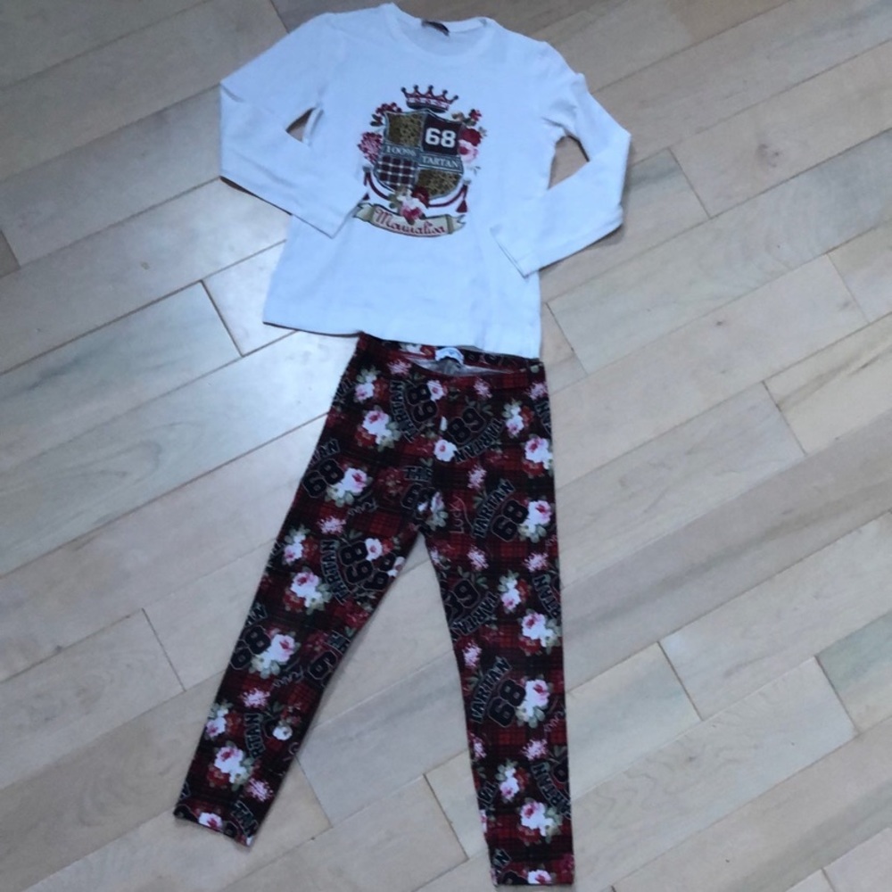 Monnalisa tartan soft stretch top & leggings